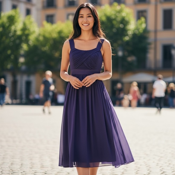 Boden 100% Silk Purple Midi Dress – Size US 6 / UK 10 - Picture 1 of 8